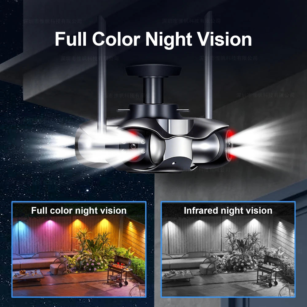 ANSVICAM 10K 20MP HD Four Screens WiFi IP Camera Wireless Outdoor PTZ Four Lens Human Auto Tracking Surveillance Cameras FFVideo