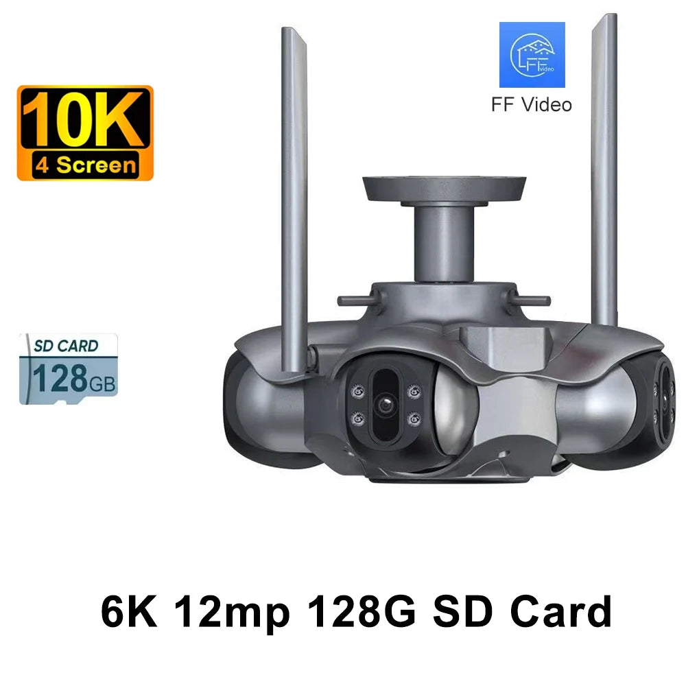 ANSVICAM 10K 20MP HD Four Screens WiFi IP Camera Wireless Outdoor PTZ Four Lens Human Auto Tracking Surveillance Cameras FFVideo