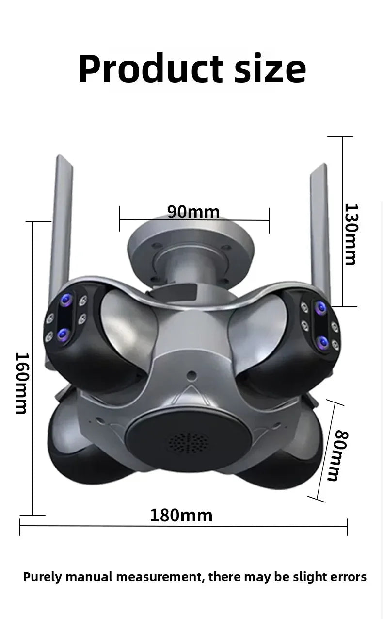 ANSVICAM 10K 20MP HD Four Screens WiFi IP Camera Wireless Outdoor PTZ Four Lens Human Auto Tracking Surveillance Cameras FFVideo