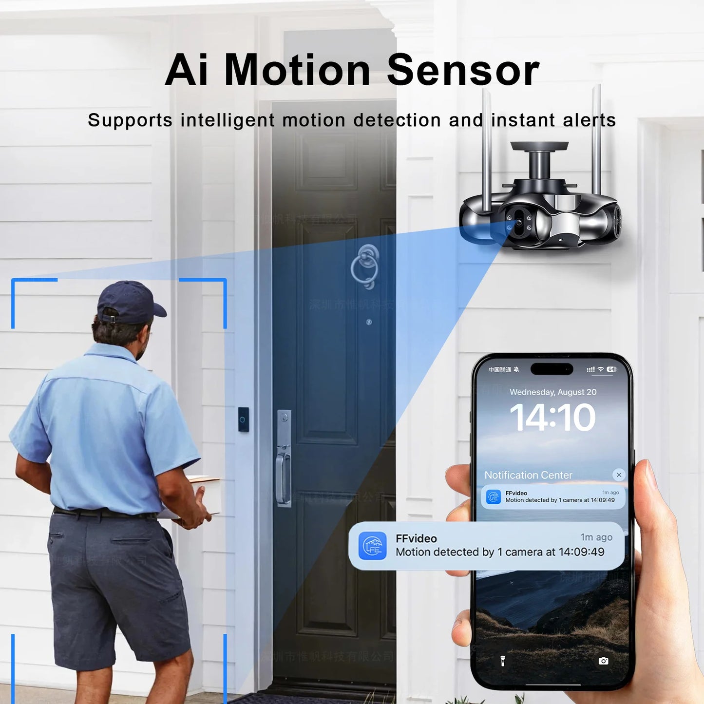 ANSVICAM 10K 20MP HD Four Screens WiFi IP Camera Wireless Outdoor PTZ Four Lens Human Auto Tracking Surveillance Cameras FFVideo