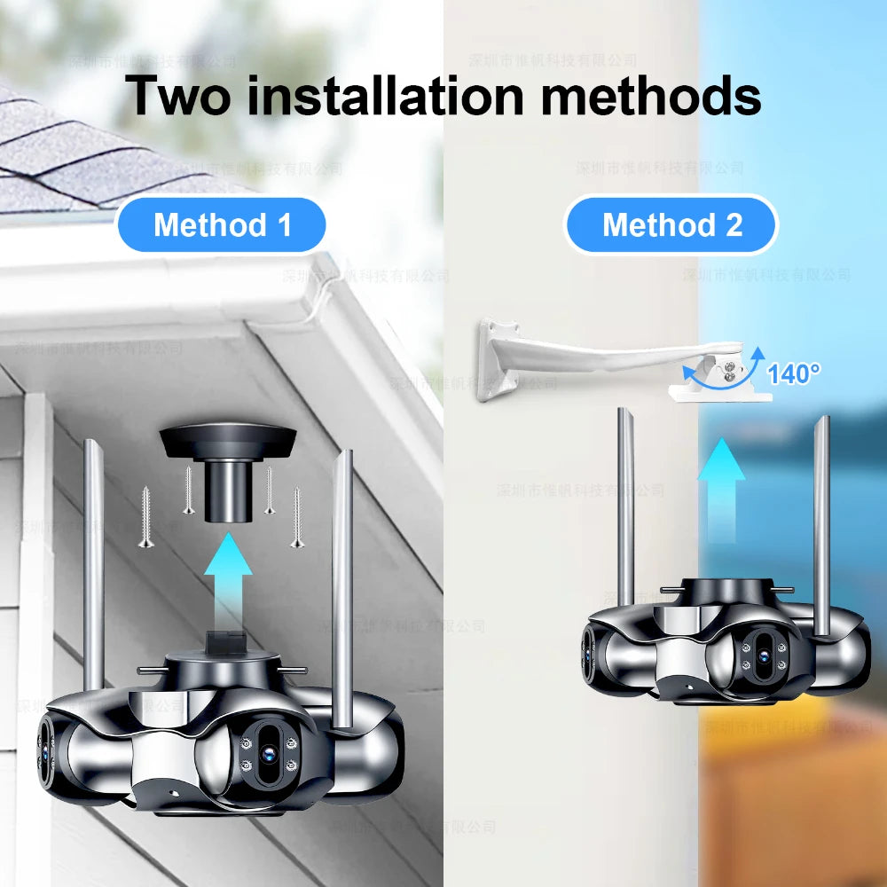 ANSVICAM 10K 20MP HD Four Screens WiFi IP Camera Wireless Outdoor PTZ Four Lens Human Auto Tracking Surveillance Cameras FFVideo