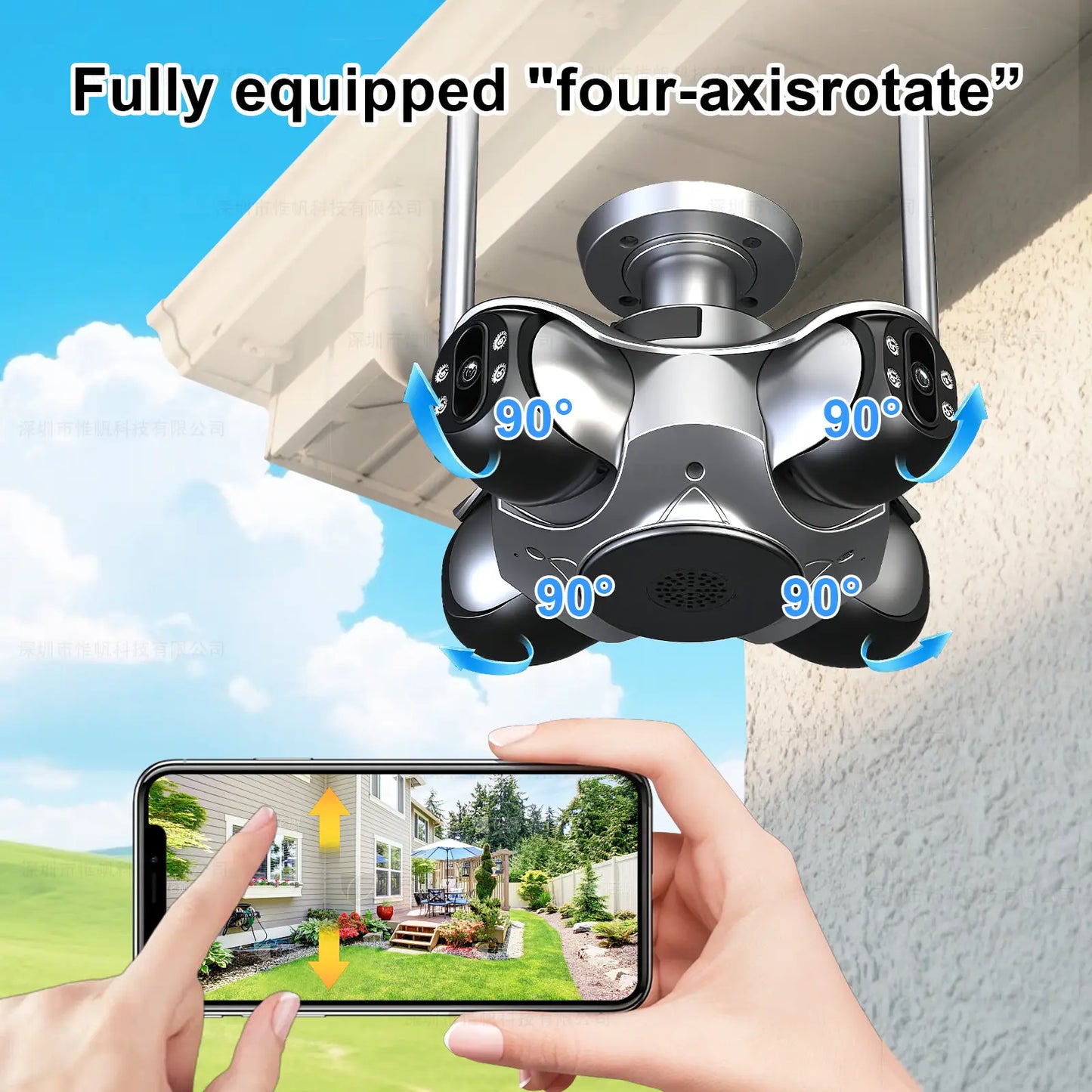 ANSVICAM 10K 20MP HD Four Screens WiFi IP Camera Wireless Outdoor PTZ Four Lens Human Auto Tracking Surveillance Cameras FFVideo